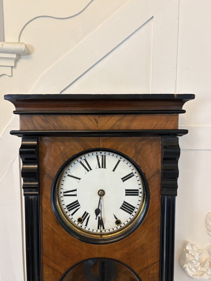 Antique Victorian Quality Figured Walnut 8 Day Wall Clock - Image 6